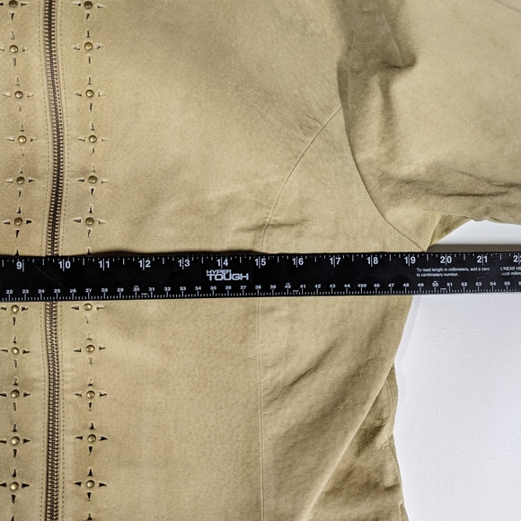 NWT Cabelas Suede Leather Jacket Sz S Beige Tan Full Zip Perforated - Picture 9 of 13